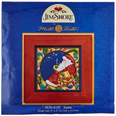 Image de Mill Hill 143288/Jim Shore Kit de Broderie au Point Croix compté 12,7 x cm, Père Noël (18 pièces)