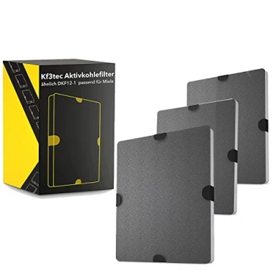 Image de KF3TEC® Lot de 3 filtres à charbon actif similaires DKF12 1 ou 6228731, compatible avec les hottes Miele DA269 4 / DA279 DA390 DA420 28996265D