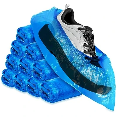 Image de com four® 100x Couvre Chaussures jetables en Plastique imperméables Taille Unique