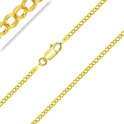 Image de PLANETYS Chaîne Maille Jaseron Argent 925/1000 Plaqué Or Jaune 18 Carats Largeur 2 mm Longueur: 70 cm