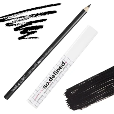 Image de Wet n Wild, So Defined Volumizing + Defining Mascara avec en Bonus le Crayon Eyeliner Color Icon Kohl, Hautement Pigmenté, 2 pièces Indispensables pour les Looks de Maquillage Audacieux