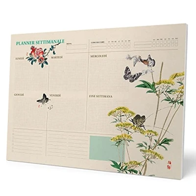 Image de Grupo Erik Bloc Notes A3 Japanese Art, Version Italienne, Semainier, Sous Main Bureau, Planner Hebdomadaire, Papeterie de To Do List, Blocs Mémo, Fournitures Scolaires