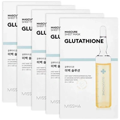 Image de MISSHA Mascure Sheet Mask Glutathione Whitening Solution 28ml * 10 Sheets