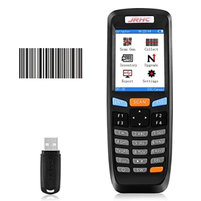 Image de JRHC 1D Laser Barcode Scanner Collector Compteur d&#039;inventaire avec récepteur USB sans Fil 2,4 GHz Longue Distance de Transmission Multifonctionnel Écran LCD 2,8 Pouces Lecteur Codes à Barres pour