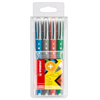 Image de Stabilo 305448 Pochette de 4 Stylo Rollers Pointe moyenne 0,5 mm Assorti