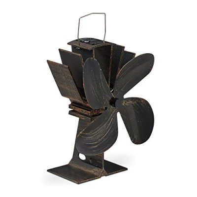 Image de Relaxdays Ventilateur Ouvert sans Courant, Bruit, cheminée et Fours, la Chaleur, 4 Lames, pour cheminée, Bronze