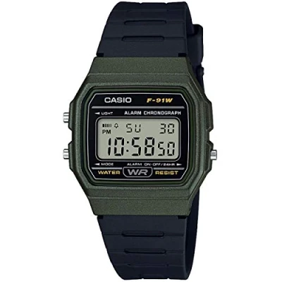 Image de Casio Montre Quartz Unisexe 38.00mm avec Cadran LCD Digitale et Bracelet en Rubber Strap Noir F 91WM 3AEF