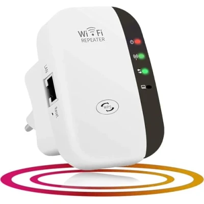 Image de MKOIJN WiFi Répéteur 300Mbps Wireless Mini Repeater sans Fil Adaptateur Amplificateur de Signal Répétiteur, 2.4GHz Antennes Intégrées Norme,1 Port Ethernet, Protection WPS