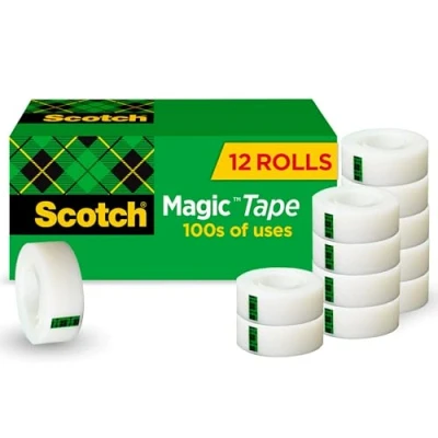 Image de Scotch Lot de 12 rouleaux ruban adhésif invisible pour réparation cartes Noël et utilisation comme emballage cadeau vacances