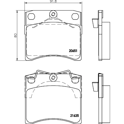 Image de HELLA 8DB 355 018 381 Jeu de plaquettes frein non préparé pour indicateur d&#039;usure avec accessoires VOLKSWAGEN: Transporter 4 Bus,