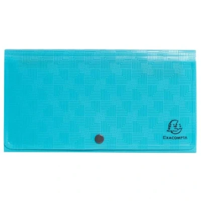 Image de Exacompta Réf. 55399E 1 Trieur valisette midi Pop&#039;N Co couverture et intérieur en PP dos extensible fermeture par bouton pression 7 compartiments dim 26x14 cm couleur cyan