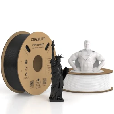 Image de Creality Hyper PLA Filament 1.75 mm 2 KG, Haute Vitesse 30 600 mm/s d&#039;imprimante 3D, Précision Dimensionnelle +/ 0.03 mm, Lot de Bobines 1 KG (2,2 lb) (Noir &amp; Blanc)