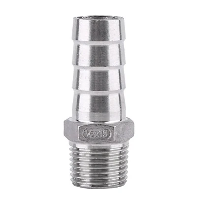 Image de Raccord de Tuyau Filetage Mâle Queue Barb BSP Acier Inoxydable SS304 (1/2&quot;x19mm)