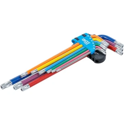 Image de BGS 74462 Jeu de clés allen multicolore extra longues profil T (pour Torx) avec perçage T10 T50 9 pièces