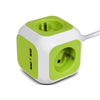 Image de GreenBlue GB118 MagicCube Prise de Courant Quadruple, 2 entrées USB 1.4m