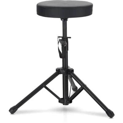 Image de McGrey KD 10 Tabouret de Batterie universel léger Hauteur réglable 49 à 68,5 cm Dimensions transport compactes Assise ronde et rembourrée Construction robuste en tube d&#039;acier