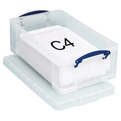 Image de Really Useful Réf 12C Boite à archives solide et légère Plastique Superposable 12 litres Transparent 270 x 465 150 mm