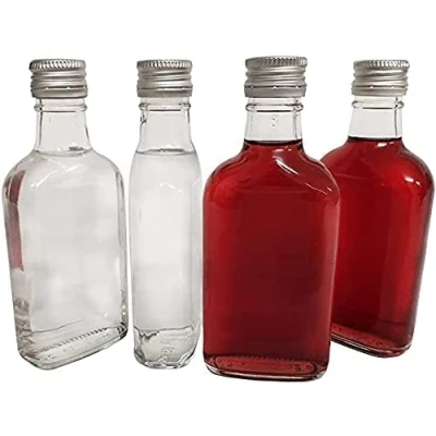 Image de Lot de 20 bouteilles en verre 200 ml (0,2 l) avec bouchons à visser métal (couvercles visser) Pour brasser du gin, l&#039;huile, vinaigre, vin, la vodka Diah (20
