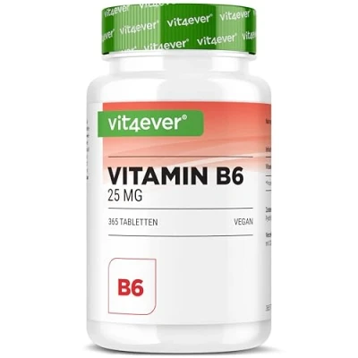 Image de Vitamine B6 sous forme de P 5 365 Comprimés Hchdosée à 25 mg (Pyridoxal phosphate) Premium : Bioactive Sans Additifs Indésirables Vegan