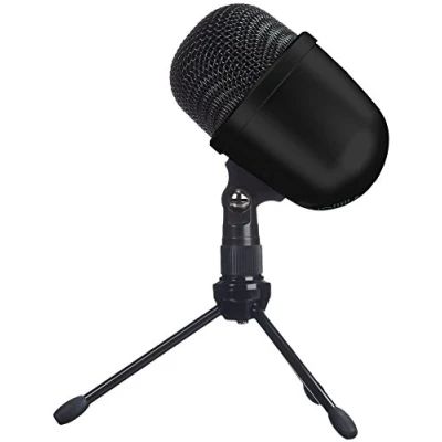 Image de Amazon Basics USB Mini microphone de bureau à condensateur, Noir