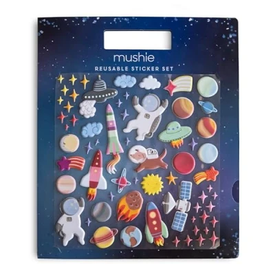 Image de Mushie autocollants réutilisables 3D sur fond espace