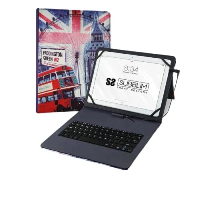 Image de Housse pour Tablette et Clavier Subblim Funda con Teclado Micro USB C KEYTAB 10,1&quot; England Espagnol Qwerty