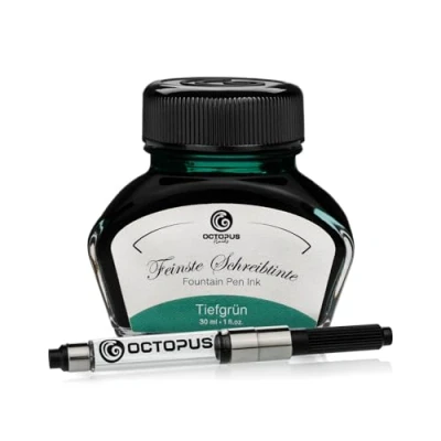 Image de Octopus Fluids Tiefgrün encre d&#039;écriture avec convertisseur, de stylo plume, vert 30ml