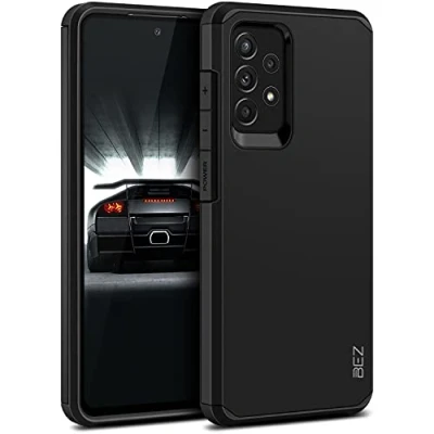Image de BEZ® Coque Samsung A52, A52S 5G, Housse Etui pour Galaxy A52 5G / Antichoc Survivor Double Protection Resistante, Noir