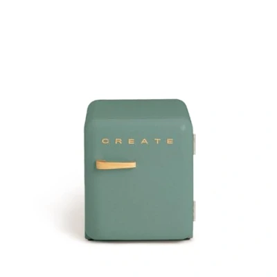 Image de CREATE Retro Fridge 50 WOOD Réfrigérateur vert sauge poignée bois / 85 W, mini bar, une étagère, design rétro, cm, deux étagères, capacité de 48 l, économie d&#039;énergie, x 44 49,8 cm