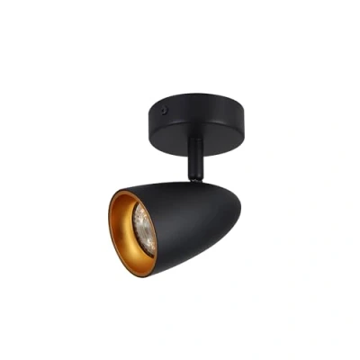 Image de EDO Plafonnier Orientable 1 Spots OVO 1, Inclinable, Noir, Eclairage de Plafond Moderne, Luminaire LED Réglable, Cuisine, Projecteur IP20 GU10 EDO777237