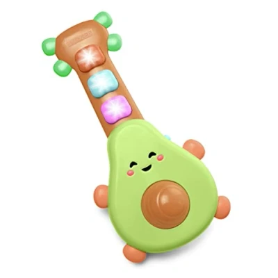 Image de Skip Hop Guitare Avocat Jouet Bébé 6 Mois Musique Lumière et 10 Rythmes de Jeu d&#039;Éveil Stimule Vue, Ouïe &amp; Motricité Facile à Tenir en Main avec 3 piles AAA Incluses Farmstand