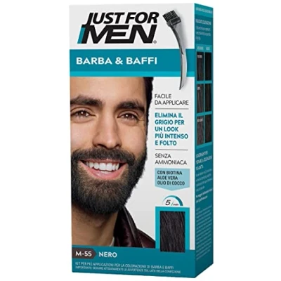 Image de Just for Men Barbe et Moustache Teinture M 55 Noir 1 pièce