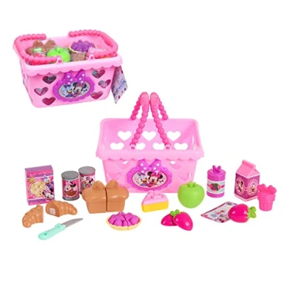 Image de Disney Minnie Mouse Panier à provisions Accessoires et Nourriture, Jeux d’Imitation, Jouets pour Enfants de 3 Ans Plus par Just Play, 88903, Rose