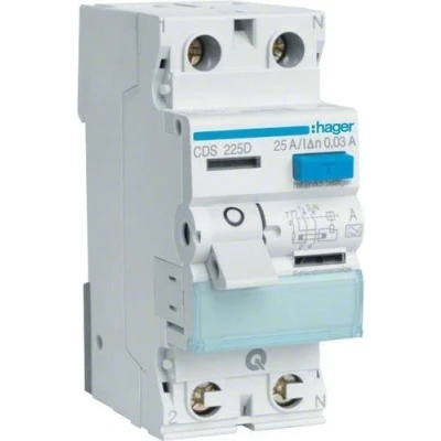 Image de Disjoncteur différentiel Hager CDS225D 2P 6kA 25A 30mA Type A QC