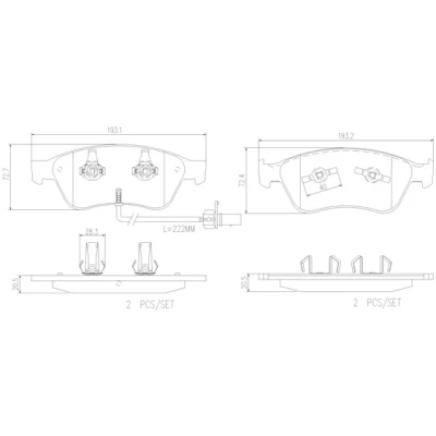 Image de BREMBO P 85 102 Jeu de plaquettes frein contact signal d&#039;usure inclus avec clip piston sans accessoires AUDI: A8 D3, A6 C6 Avant