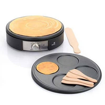 Image de SENYA Crêpière électrique 2 Plaques Interchangeables en Fonte d’Aluminium 1500W Cuisson Rapide Antiadhésif &amp; Sans PFOA SYCK CV026