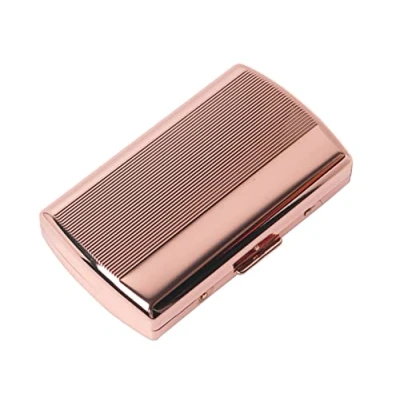 Image de Étui à cigarettes classique en métal simple et tendance 85mm 12pcs King size (Carte de crédit ne peut pas être placée) (Stripe rose)