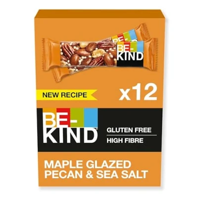 Image de BE KIND Barres de Céréales Noix Pécan, Sirop d&#039;Érable &amp; Sel Marin Sans Gluten Riches en Fibres Grand Format 12 x 40g