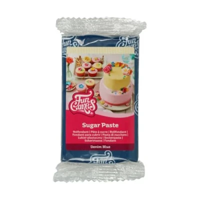 Image de FunCakes Pâte à Sucre Denim Blue: facile utiliser, lisse, flexible, douce et pliable, parfaite pour la décoration de gâteaux, halal, casher sans gluten. 250 g, 20 cm