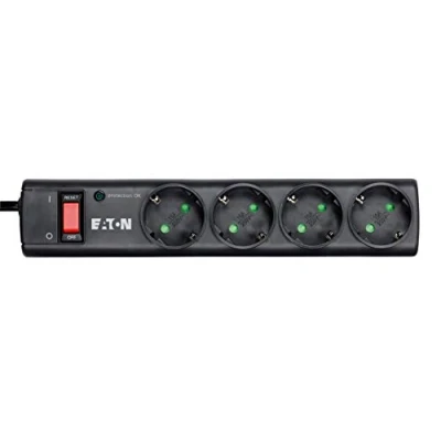Image de Eaton protection Strip 4 DIN Bloc multiprise avec contre les surtensions (prise Schuko prises commutable) Noir