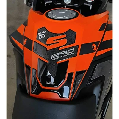 Image de Resin Bike Autocollant Moto Compatibles avec KTM 1290 Super Adventure S 2017 2020. Protection de Réservoir Contre Les Chocs et Éraflures. 3D Résinés Effet Carbone Noir