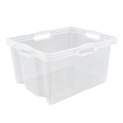 Image de keeeper Boîte de rangement polyvalente avec poignées intégrées, extra large, 43x35x23 cm, 24 Litre, Franz, Transparent XL