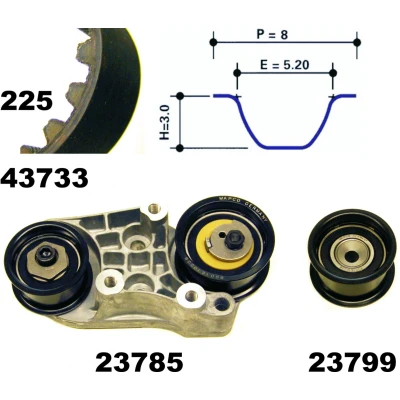 Image de MAPCO 23733 Kit de distribution 225 OPEL: Vectra B Berline, Omega Calibra A, SAAB: 9 5 Berline