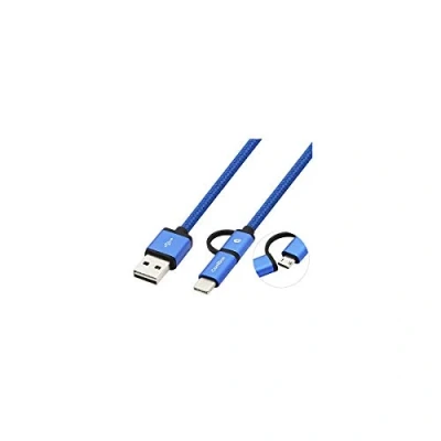 Image de Câble USB de type C CoolBox COO CAB U2MC BL 1m A vers C/Micro B 2.0 480 Mbit/s Bleu