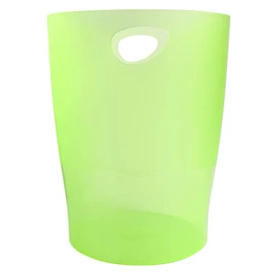 Image de Exacompta Réf. 45397D 1 Corbeille à papier, poubelle ECOBIN avec poignées Volume 15 litres Adaptée au bureau comme en Home office Dimensions 26,3 x 33,5 cm translucide vert pomme