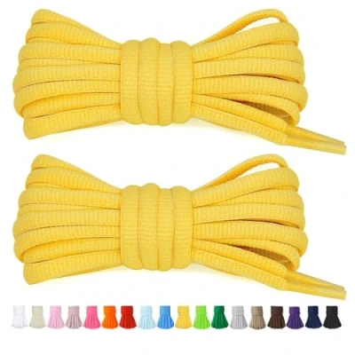 Image de Stepace 2 Paires de Lacets Arrondis 60cm Pour Baskets, Longueur 200cm 18 Couleurs, Chaussures Jaune 100cm