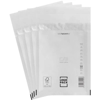 Image de LOGIC PACK Lot de 10 Enveloppe Bulle enveloppes matelassées C3 170 x 210 mm protection pour expédition, blanches autocollantes, le format DIN A5