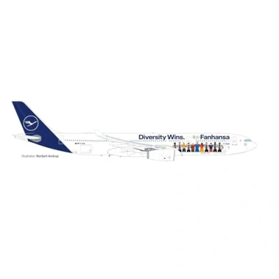 Image de Herpa Maquette Avion Lufthansa A330 Fanhansa Diversity Wins D AIKQ, echelle 1/500, Model, pièce de Collection, d&#039;avion sans Support, Figurine Metal