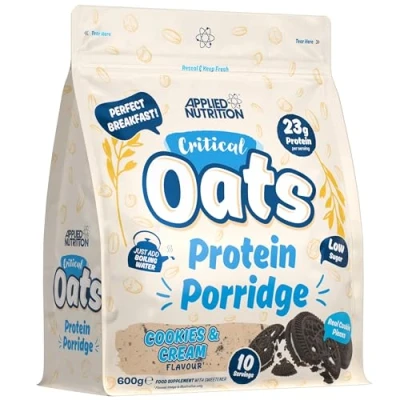 Image de Applied Nutrition Critical Oats Porridge Protéiné, Protéine de Whey, Protéines Lactosérum en Poudre avec Avoine Complète, Isolat ISO XP, Acides Aminés (600g, Cookie &amp; Cream)