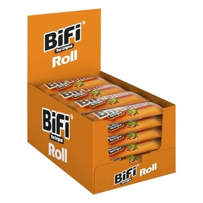 Image de BiFi Roll Lot de 24 (24 x 45 g) Snack Au salami dans une pâte légère original à emporter Pour les déplacements, le bureau ou sport poivre, la coriandre et l’ail
